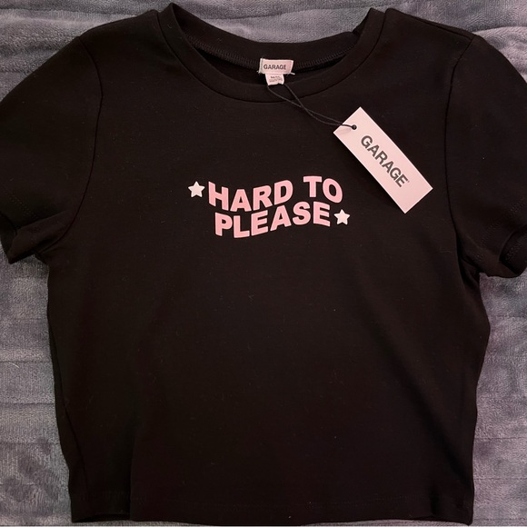 Set of 2 Garage Black Top with Pink Accents. Size Medium & Small. - Picture 2 of 4